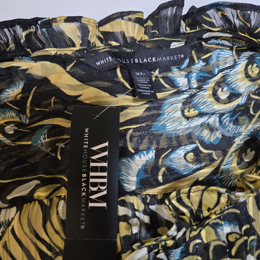 WHBM Women Size XL Elegant Silky Tunic Print Women's Blouse NWT - Picture 11 of 12